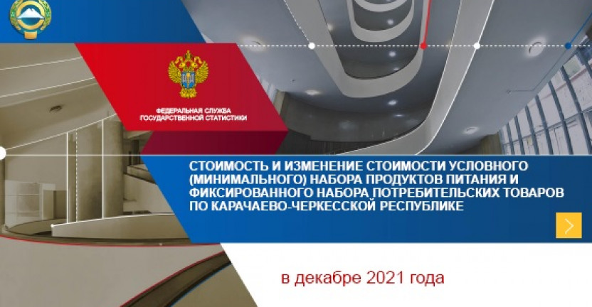 Cтоимость и изменение стоимости условного (минимального) набора продуктов питания и фиксированного набора потребительских товаров по Карачаево-Черкесской Республике в декабре 2021 года