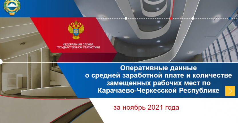 Оперативные данные по средней заработной плате и количестве замещенных рабочих мест по Карачаево-Черкесской Республике за ноябрь 2021года
