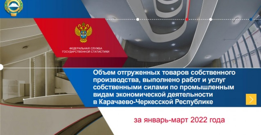 Объем отгруженных товаров собственного производства, выполнено работ и услуг собственными силами по промышленным видам экономической деятельности в Карачаево-Черкесской Республике за январь-март 2022 года