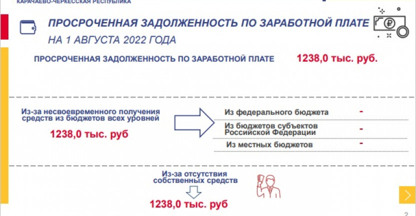 О просроченной задолженности по заработной плате по Карачаево-Черкесской Республике на 1 августа 2022 года